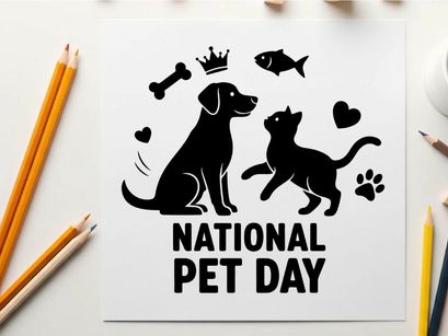 Vektorgrafik zum Nationalen Haustiertag mit Hund und Katze