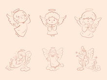 cute little girl angel hand draw doodle wings flying