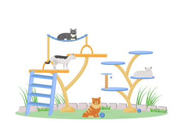 Cats on play tower flat color vector character preview picture