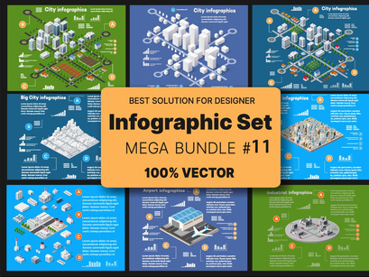 Isometric set infographics