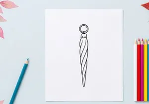 Christmas icicle ornament line art illustration, festive holiday decoration vector icon.