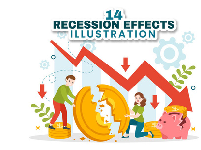 14 Recession Effects Vector Illustration