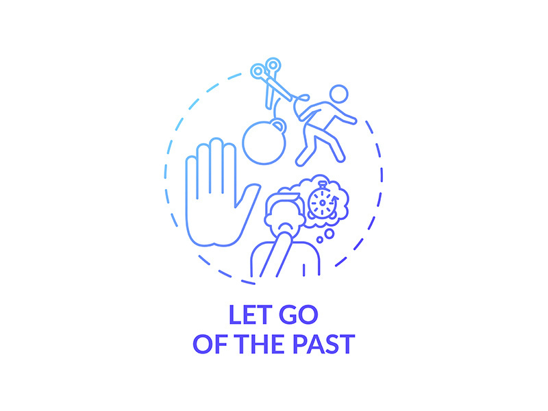 Let go of the past blue gradient concept icon