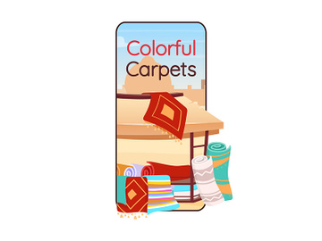 Colorful carpets cartoon smartphone vector app screen preview picture