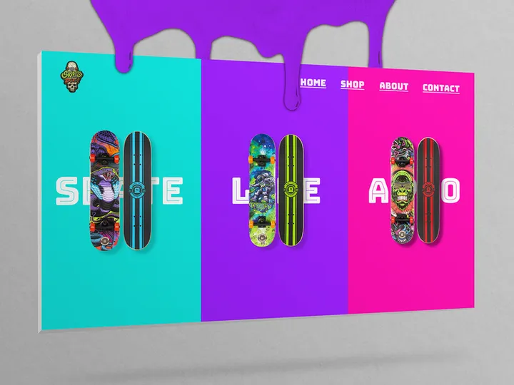 Skateboards Shop | Landing Page UI Design XD (FREE)