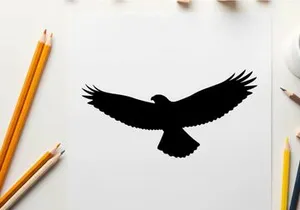 Silhouette of a bird in flight with outstretched wings