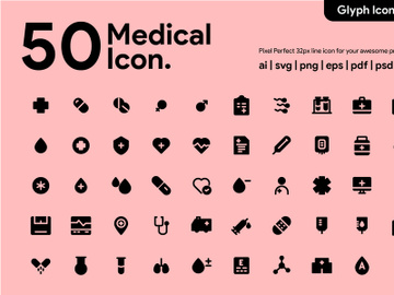 50 Medical Glyph Icon preview picture