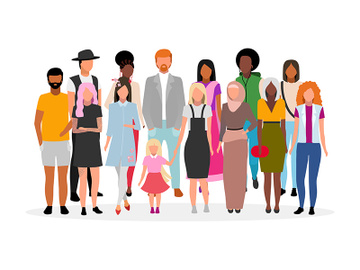 Multiracial people group flat vector illustration preview picture
