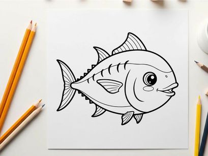 Cute cartoon tuna fish smiling vector illustration