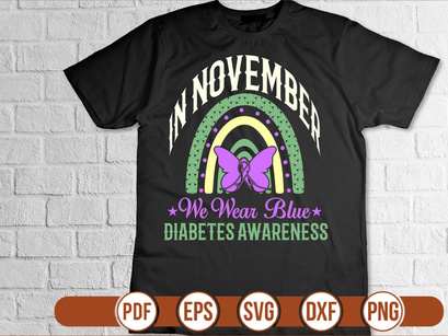 in november we wear blue diabetes awareness t shirt Design