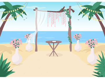 Beach wedding flat color vector illustration preview picture