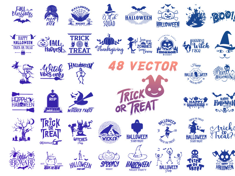 Vector set of Halloween Bundles Design For Crafts And T-Shirt