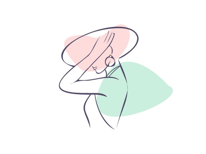 Line art portrait woman, Flower face one line vector illustration