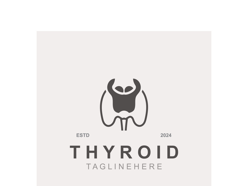 Thyroid Gland human Endocrine System structure logo thyroid care simple template design