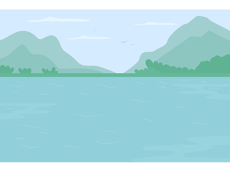 Mountain river flat color vector illustration