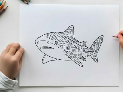 Shark swimming underwater vector illustration flat design