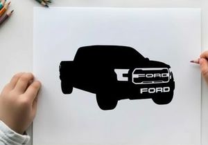 Black silhouette of a ford pickup truck with logo