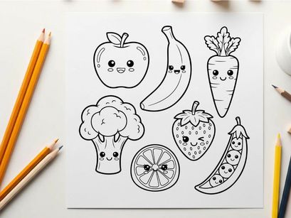 Cute fruit and vegetable characters vector illustration flat design