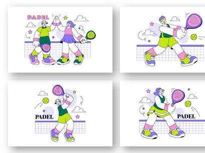 10 Padel Vector Illustration
