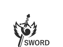 Sword vintage logo design. illustration sword element, can be used as logotype, icon, template coat of arms concept