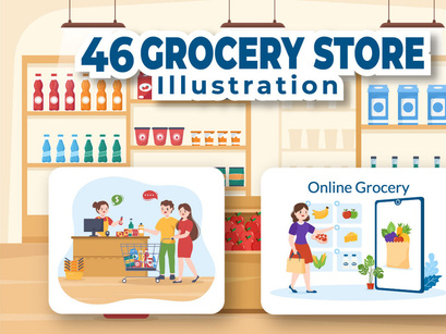 46 Grocery Store or Supermarket Illustration