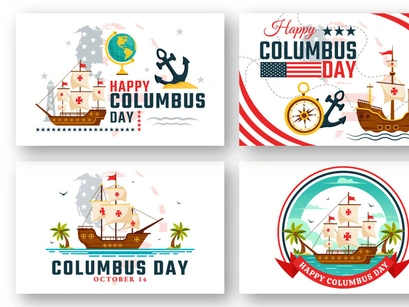 13 Happy Columbus USA Day Illustration