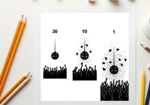 Silhouette of a crowd reacting to a falling object in silhouette