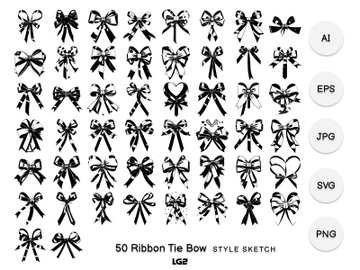 Ribbon Tie Bow Element Draw Black preview picture