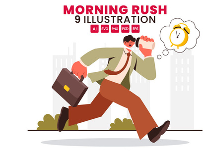 9 Morning Rush Hour Illustration