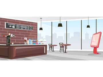 Inside cafeteria flat color vector illustration preview picture