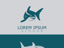 Shark Logo animal sea design icon vector silhouette template