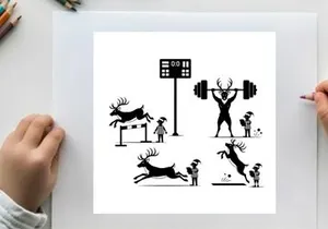 Reindeer athletic events silhouette with people and scoreboard