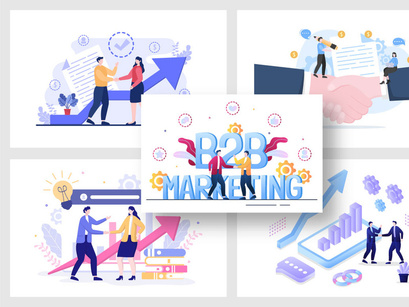 17 B2B or Business to Business Marketing Illustration