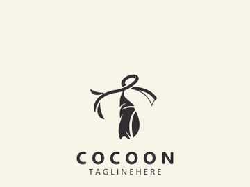 Cocoon logo Butterfly silkworm symbol. Illustration caterpillar animal template design preview picture