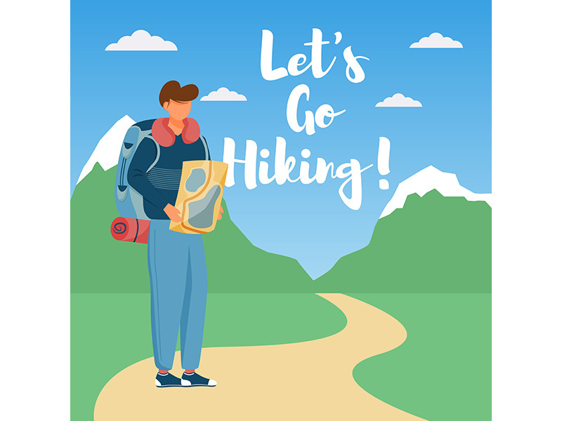 Let go hiking social media post mockup
