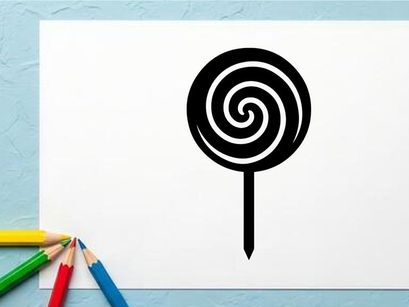 Black and White Spiral Lollipop with Stick, Classic Candy Treat