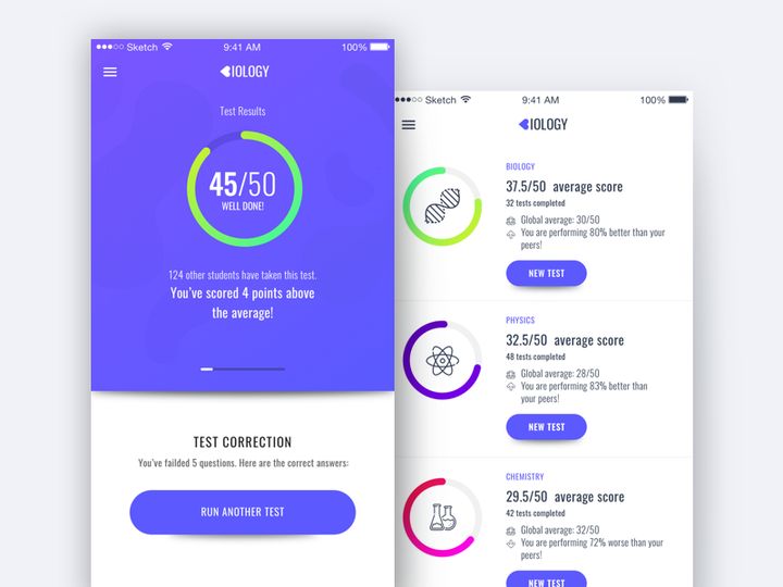 Biology Test App Design iOS