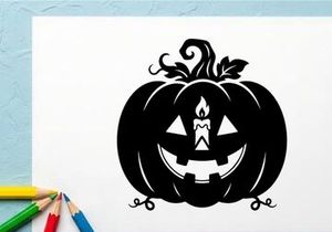 Labu Jack-o'-Lantern Halloween dengan Cahaya Lilin untuk Dekorasi Musim Gugur