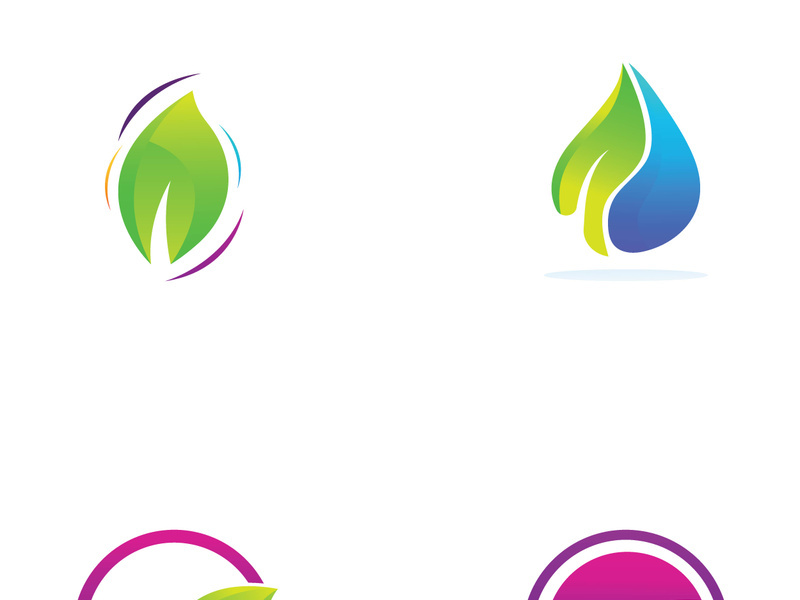 Colorful natural leaf logo design.