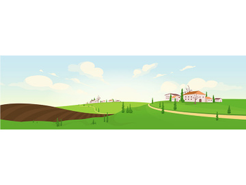 Planting season in French village flat color vector illustration preview picture