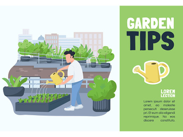 Garden tips banner flat vector template preview picture