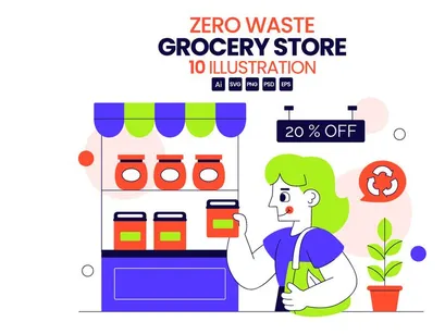 10 Zero Waste Grocery Store Illustration