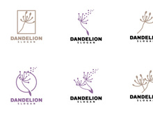 Dandelion Logo Flower Vector, Flower Plant Illustration Icon