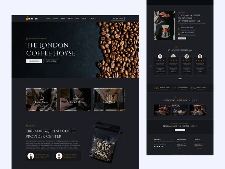 Coffee shop landing page