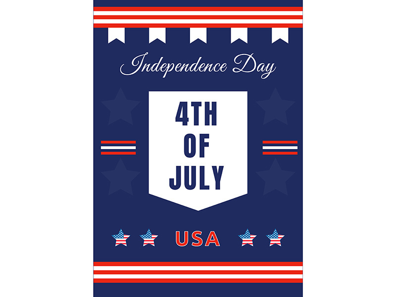 Fourth of July poster flat vector template
