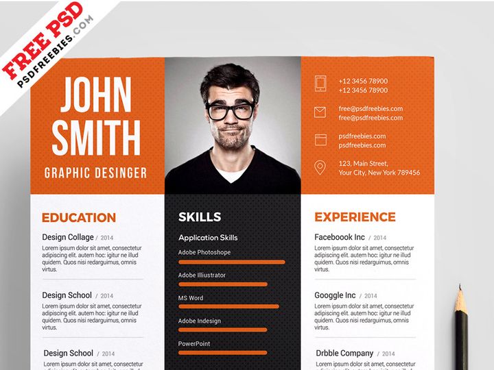 Designer Resume Template Free PSD Bundle