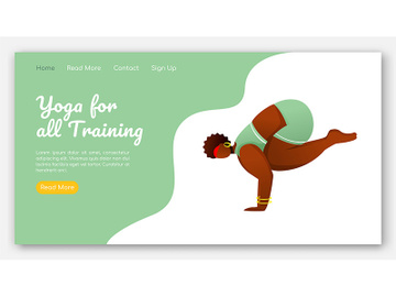 Yoga for all training landing page vector template preview picture