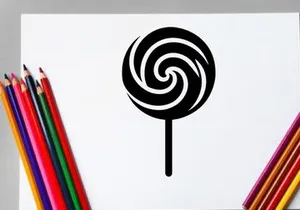 Black and White Spiral Lollipop on Stick for Candy and Confectionery