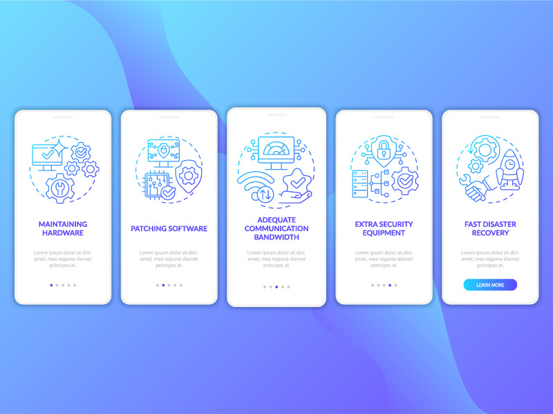Availability blue gradient onboarding mobile app screen