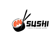Sushi Logo, Japanese Food Sushi Seafood Vector